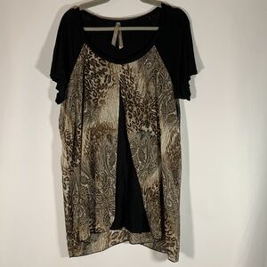 Pennington’s Black & Brown Animal Print Blouse